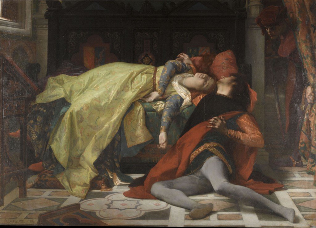 "La muerte de Francesca de Rímini y de Paolo Malatesta", de Alexandre Cabanel, 1870, óleo sobre lienzo, 184 x 255 cm, París, Musée d’Orsay © RMN-Grand Palais (musée d'Orsay) / Adrien Didierjean. 