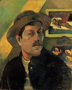 Autorretrato con sombrero, 1893, Museo de Orsay, París. En portada, Manao tupapau, 1892, Museo Albright-Knox, Búfalo.