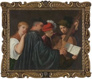 La lección de música, atribuido a Tiziano, h. 1535, óleo sobre lienzo, 99 x 120 cm © The National Gallery, London.