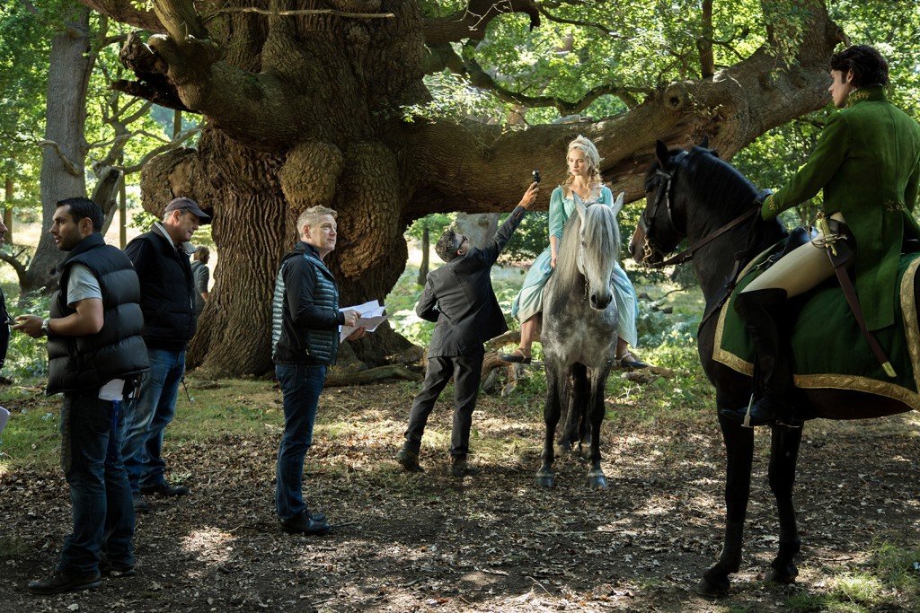 Kenneth Branagh, Haris Zambarloukos, Lily James and Richard Madden on the set of Disney's live-action feature inspried by the classic fairy tale, CINDERELLA, directed by Kenneth Branagh.