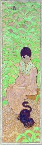 Mujer sentada con gato, por Pierre Bonnard.