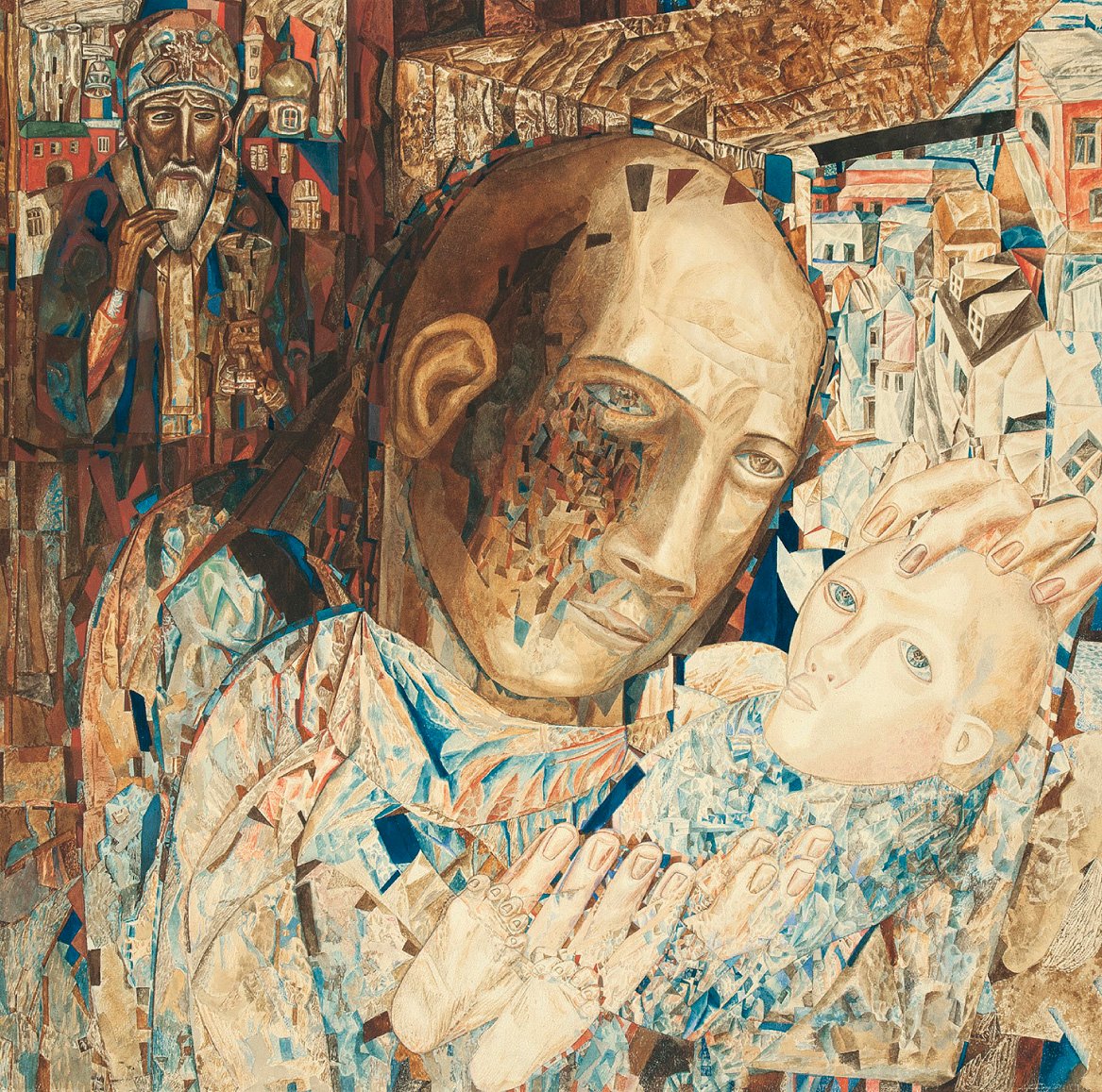 Occidente y Oriente, 1912–13, témpera de aceite y cera sobre papel, 39,5 x 45,3 cm. Donado en 1978 por Ye. N. Glébova, hermana del artista, Leningrado.