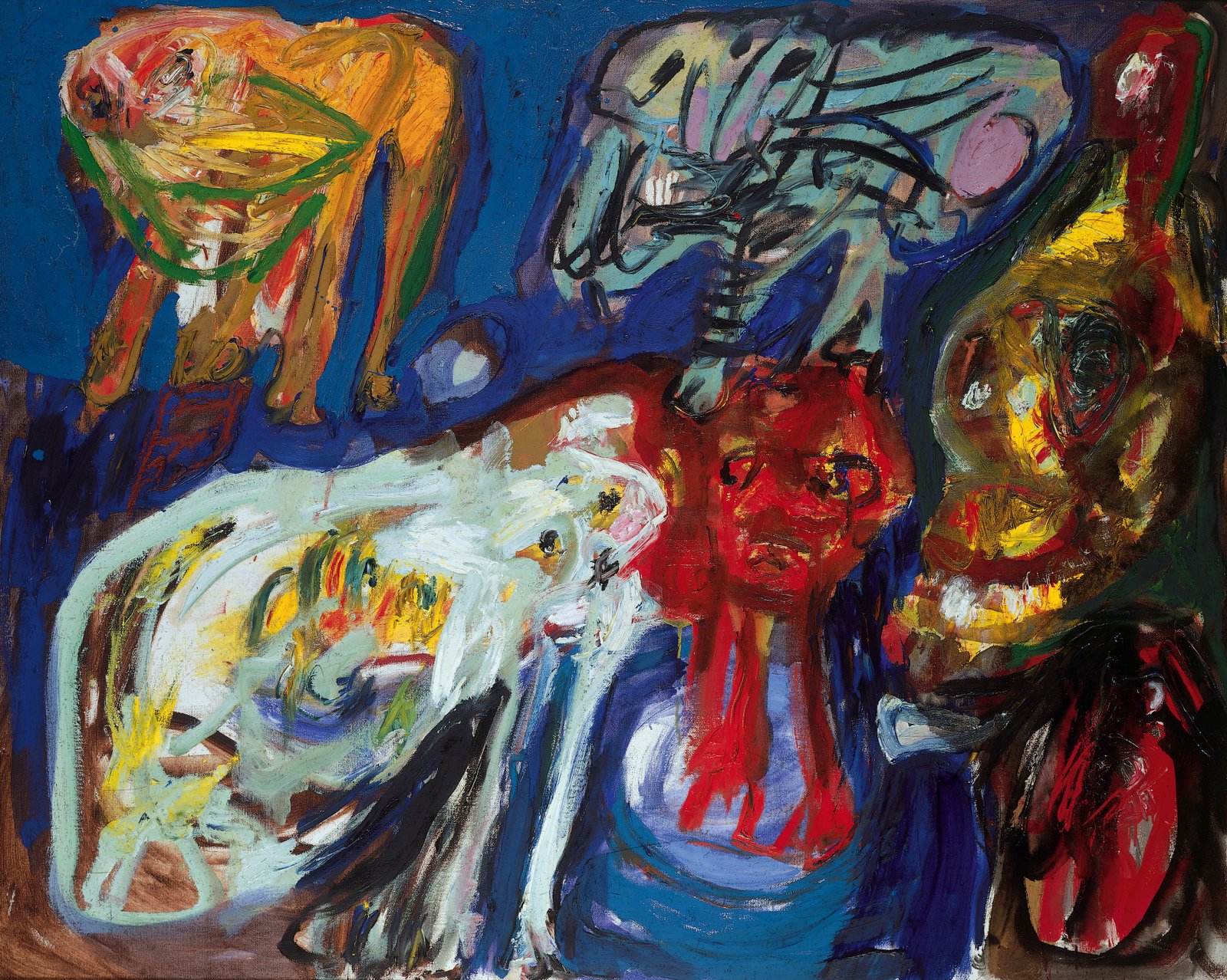 Eine Cobra Gruppe, 1964, óleo sobre lienzo, 132 x 162 cm, Peter und Gudrun Selinka, Stiftung/Kunstmuseum Ravensburg © Donation Jorn, Silkeborg by SIAE 2015 per Asger Jorn.