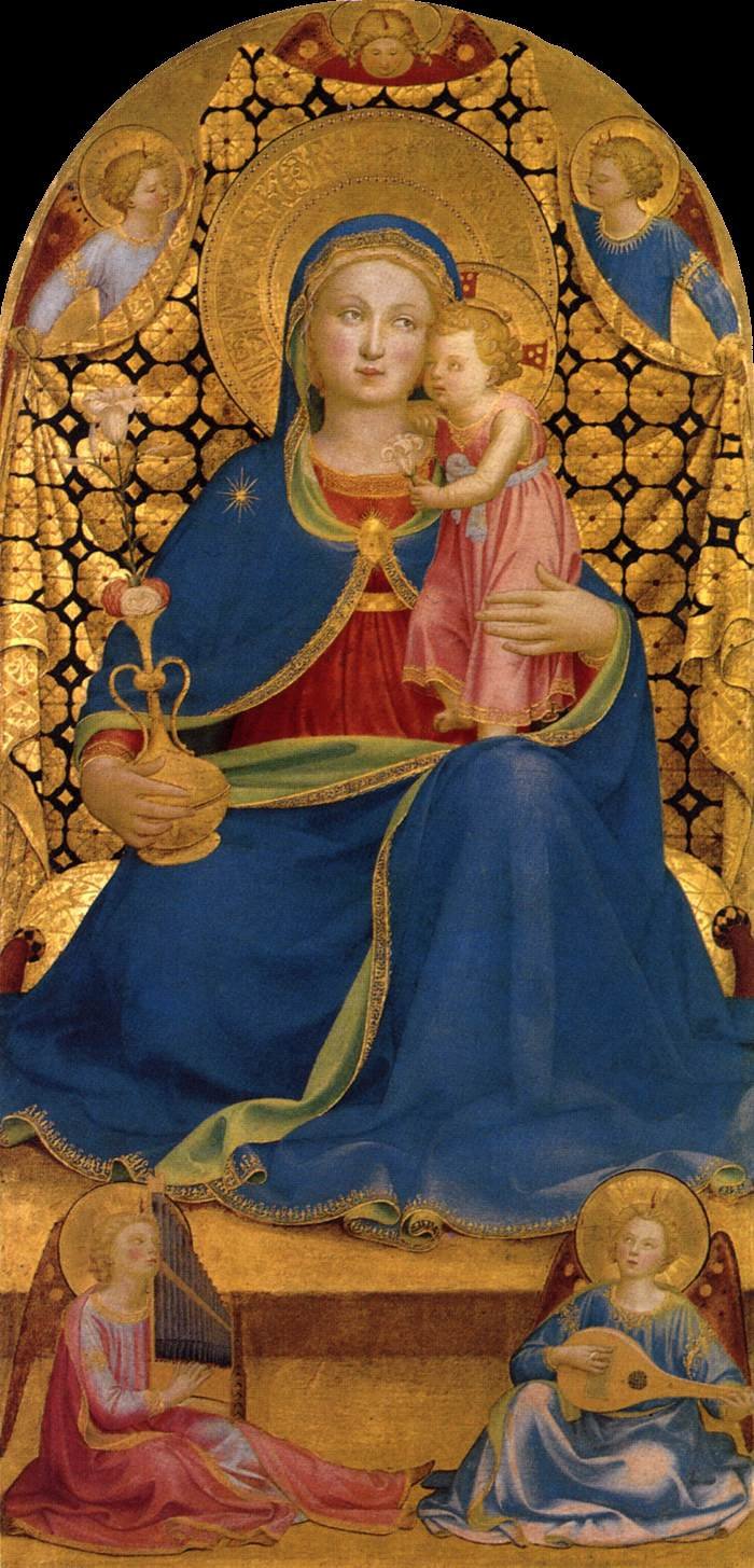 Virgen de la humildad, h. 1433-35, temple sobre tabla, 98,6 x 49,2 cm, Colección Thyssen-Bornemisza, en depósito en el Museu Nacional d'Art de Catalunya (MNAC).