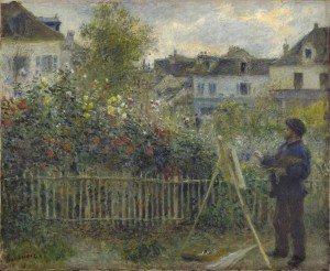 Monet pintado en su jardín en Argenteuil, por Pierre-Auguste Renoir, 1873, óleo sobre lienzo, 46,7 x 59,7 cm, Wadsworth Atheneum Museum of Art, Hartford, CT. 
