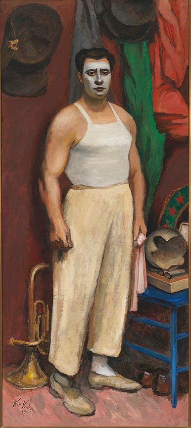 Payaso en su camerino, por Walt Kuhn, 1943, óleo sobre lino, Nueva York, Whitney Museum of American Art. 
