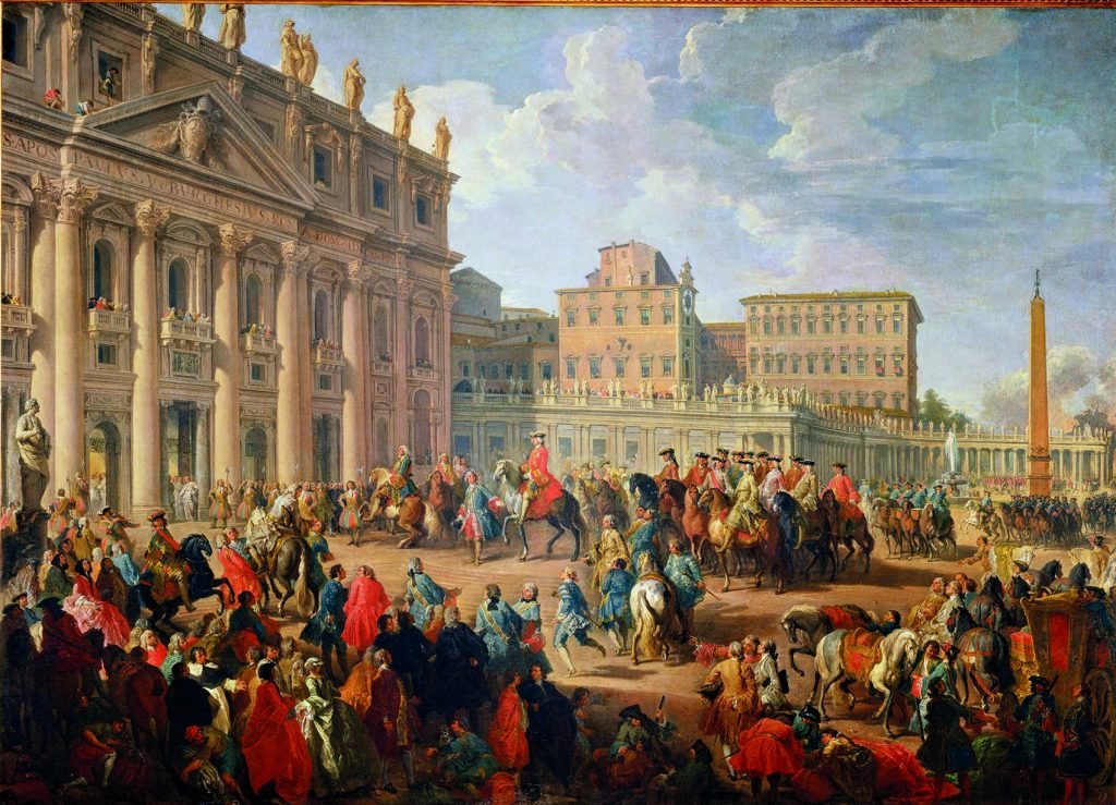 Don Carlos de Borbón visita San Pedro, de Giovanni Paolo Pannini, Nápoles, Museo de Capodimonte.